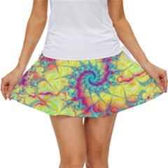 Fractal Spiral Abstract Background Vortex Yellow Women s Skort