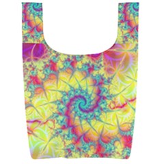 Fractal Spiral Abstract Background Vortex Yellow Foldable Shopping Bag