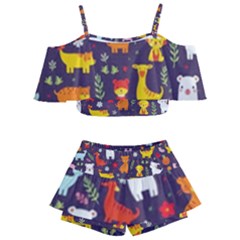 Pet Animal 01 Kids  Off Shoulder Skirt Bikini