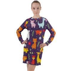 Pet Animal 01 Long Sleeve Hoodie Dress by myclothy