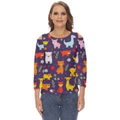 Pet Animal 01 Cut Out Wide Sleeve Top