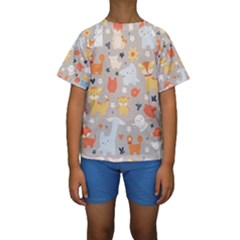 Pet Animal 02 Kids  Short Sleeve Swimwear