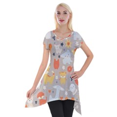 Pet Animal 02 Short Sleeve Side Drop Tunic