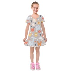 Pet Animal 02 Kids  Short Sleeve Velvet Dress