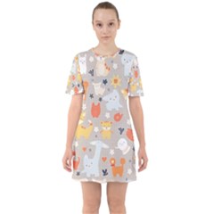 Pet Animal 02 Sixties Short Sleeve Mini Dress