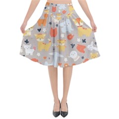 Pet Animal 02 Flared Midi Skirt