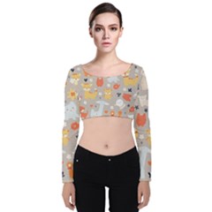 Pet Animal 02 Velvet Long Sleeve Crop Top