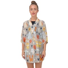 Pet Animal 02 Half Sleeve Chiffon Kimono