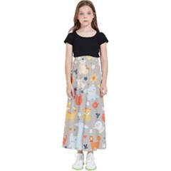 Pet Animal 02 Kids  Flared Maxi Skirt