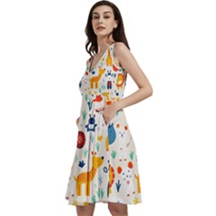 Pet Animal 03 Sleeveless V-neck Skater Dress With Pockets