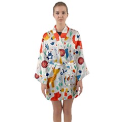 Pet Animal 03 Long Sleeve Satin Kimono