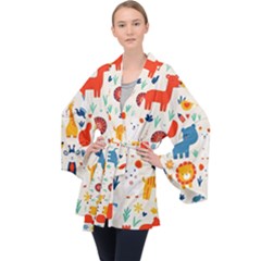 Pet Animal 03 Long Sleeve Velvet Kimono  by myclothy