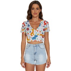 Pet Animal 03 V-neck Crop Top