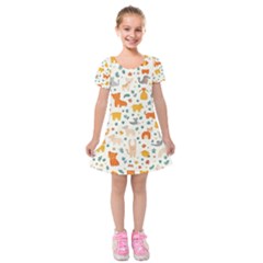 Pet Animal 04 Kids  Short Sleeve Velvet Dress