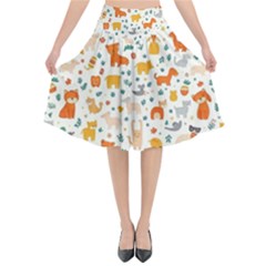 Pet Animal 04 Flared Midi Skirt