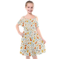 Pet Animal 04 Kids  Cut Out Shoulders Chiffon Dress