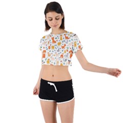 Pet Animal 04 Tie Back Short Sleeve Crop T-shirt