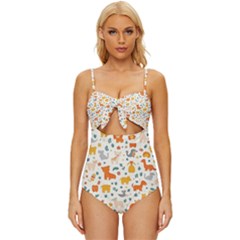 Pet Animal 04 Knot Front One-piece Swimsuit