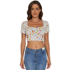 Pet Animal 04 Short Sleeve Square Neckline Crop Top 