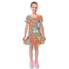 Pet Animal 05 Kids  Short Sleeve Velvet Dress