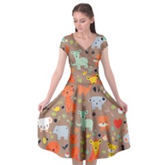 Pet Animal 05 Cap Sleeve Wrap Front Dress