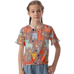 Pet Animal 05 Kids  Cuff Sleeve Scrunch Bottom T-shirt