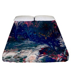 Blue Feathers And Flames Fitted Sheet (california King Size) by kaleidomarblingart