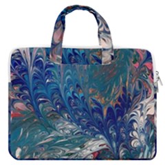 Blue Feathers And Flames Macbook Pro 13  Double Pocket Laptop Bag by kaleidomarblingart