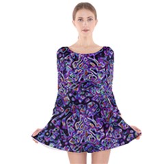 Neon Symphony Design Long Sleeve Velvet Skater Dress