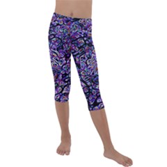 Neon Symphony Design Kids  Lightweight Velour Capri Leggings  by dflcprintsclothing