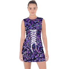 Neon Symphony Design Lace Up Front Bodycon Dress by dflcprintsclothing