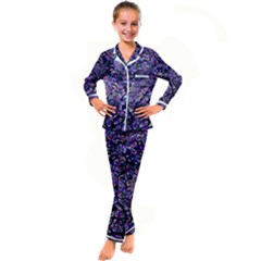 Neon Symphony Design Kids  Satin Long Sleeve Pajamas Set by dflcprintsclothing