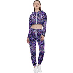 Neon Symphony Design Cropped Zip Up Lounge Set by dflcprintsclothing