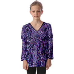 Neon Symphony Design Kids  V Neck Casual Top by dflcprintsclothing