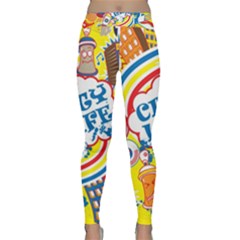 Colorful City Life Horizontal Seamless Pattern Urban City Classic Yoga Leggings