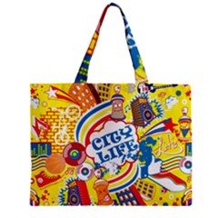 Colorful City Life Horizontal Seamless Pattern Urban City Zipper Mini Tote Bag