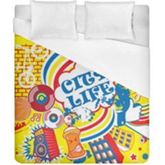 Colorful City Life Horizontal Seamless Pattern Urban City Duvet Cover (california King Size)