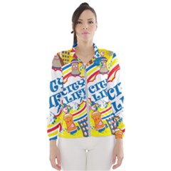 Colorful City Life Horizontal Seamless Pattern Urban City Women s Windbreaker