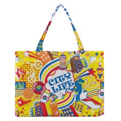 Colorful City Life Horizontal Seamless Pattern Urban City Zipper Medium Tote Bag