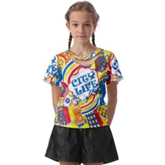 Colorful City Life Horizontal Seamless Pattern Urban City Kids  Front Cut T-shirt