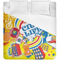 Colorful City Life Horizontal Seamless Pattern Urban City Duvet Cover (king Size)