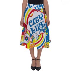 Colorful City Life Horizontal Seamless Pattern Urban City Perfect Length Midi Skirt