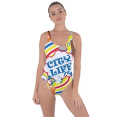 Colorful City Life Horizontal Seamless Pattern Urban City Bring Sexy Back Swimsuit