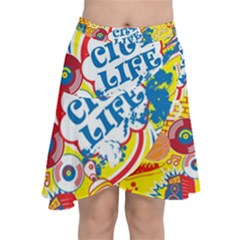 Colorful City Life Horizontal Seamless Pattern Urban City Chiffon Wrap Front Skirt by Bedest