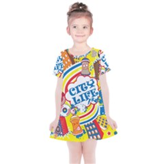 Colorful City Life Horizontal Seamless Pattern Urban City Kids  Simple Cotton Dress