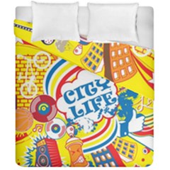 Colorful City Life Horizontal Seamless Pattern Urban City Duvet Cover Double Side (california King Size)