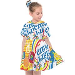 Colorful City Life Horizontal Seamless Pattern Urban City Kids  Sailor Dress