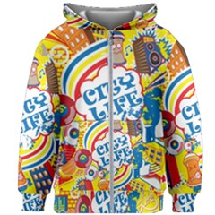 Colorful City Life Horizontal Seamless Pattern Urban City Kids  Zipper Hoodie Without Drawstring by Bedest