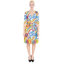 Colorful City Life Horizontal Seamless Pattern Urban City Wrap Up Cocktail Dress