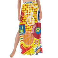 Colorful City Life Horizontal Seamless Pattern Urban City Maxi Chiffon Tie-up Sarong